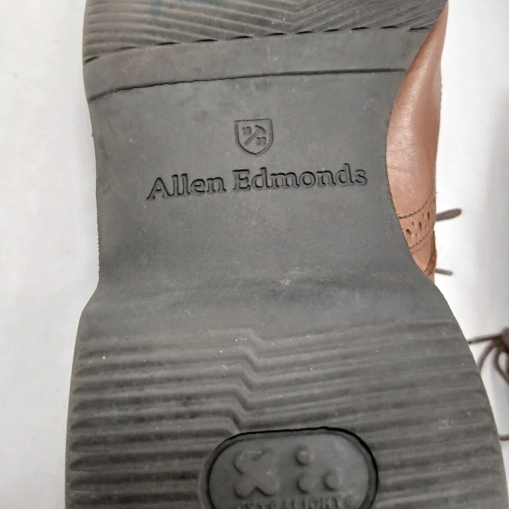 Allen Edmonds Men's Wingtip Oxford Brogue Shoes Brown Leather Size 9.5‎